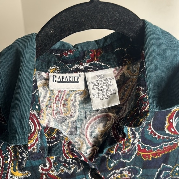 Women's Vintage Capacity Button Down Paisley Cotton Fall Shirt Size Small - Picture 3 of 5